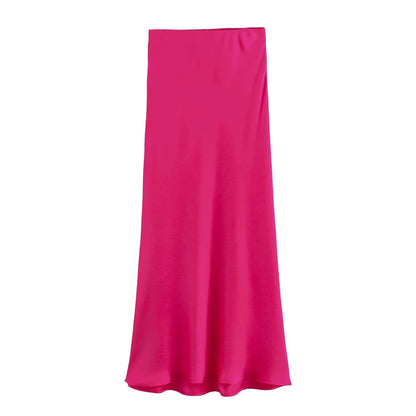 Satin High Waist A-Line Skirts