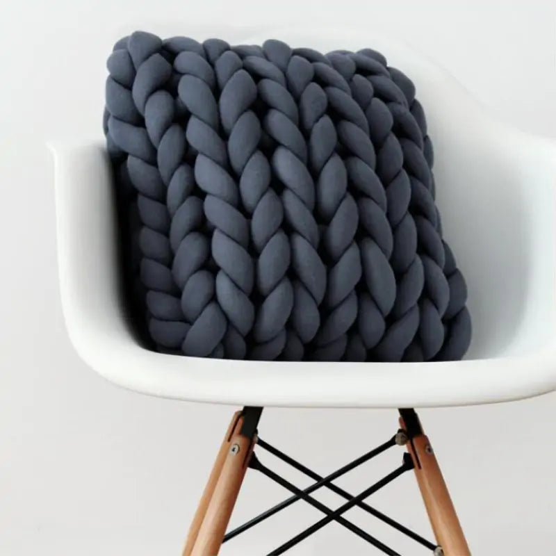 Chunky Handmade Wool Knitted Pillow