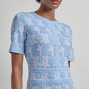 Intarsia Kint A-Line Midi Dress