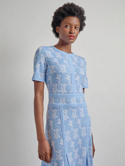 Intarsia Kint A-Line Midi Dress