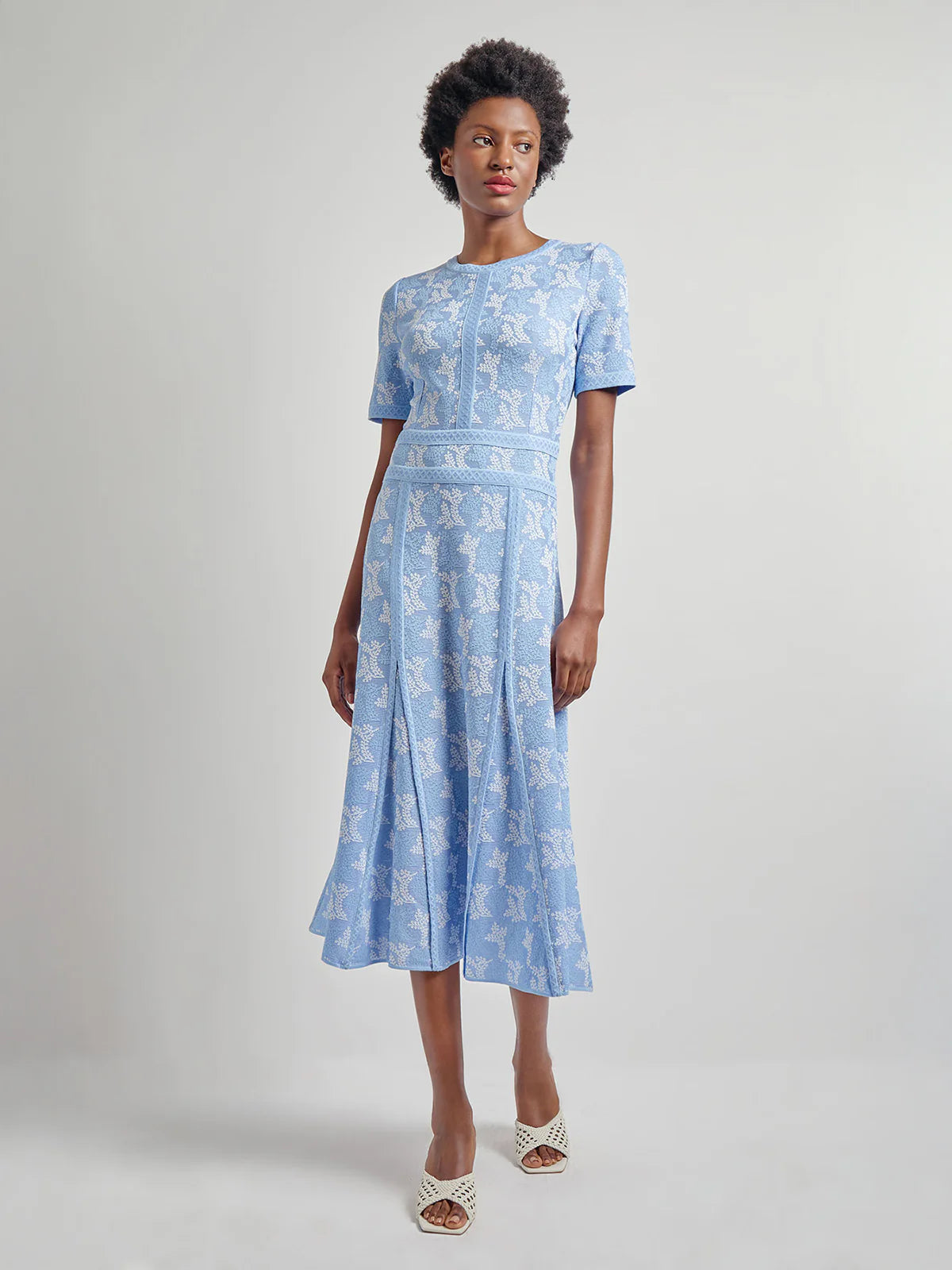 Intarsia Kint A-Line Midi Dress