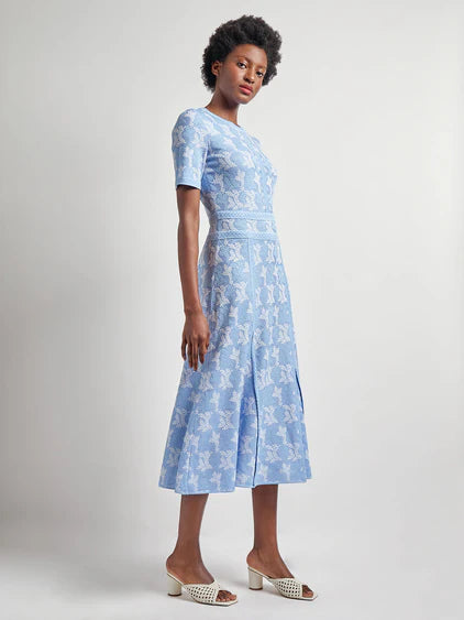 Intarsia Kint A-Line Midi Dress
