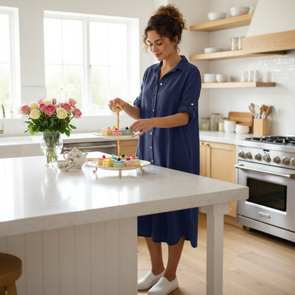 Plus Size Cotton Linen Shirt Dress