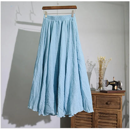 Mori Girl Cotton and Linen A-line Skirt