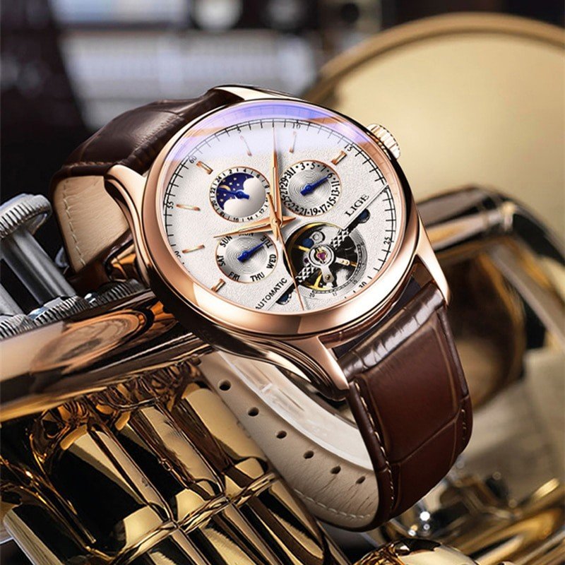 LIGE Belmont Automatic Mechanical Tourbillon Waterproof Watches