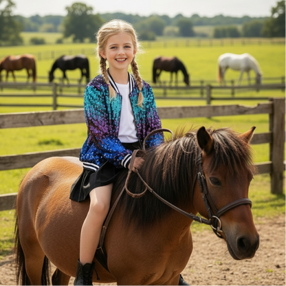LOLANTA Girls Gradient Sequined Bomber Jackets