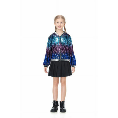 LOLANTA Girls Gradient Sequined Bomber Jackets