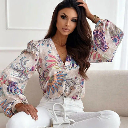 Lantern Sleeve Polyester Blouses