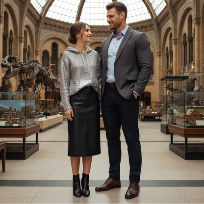 WOLFF Metallic Silver Hoodie Knit Sweater