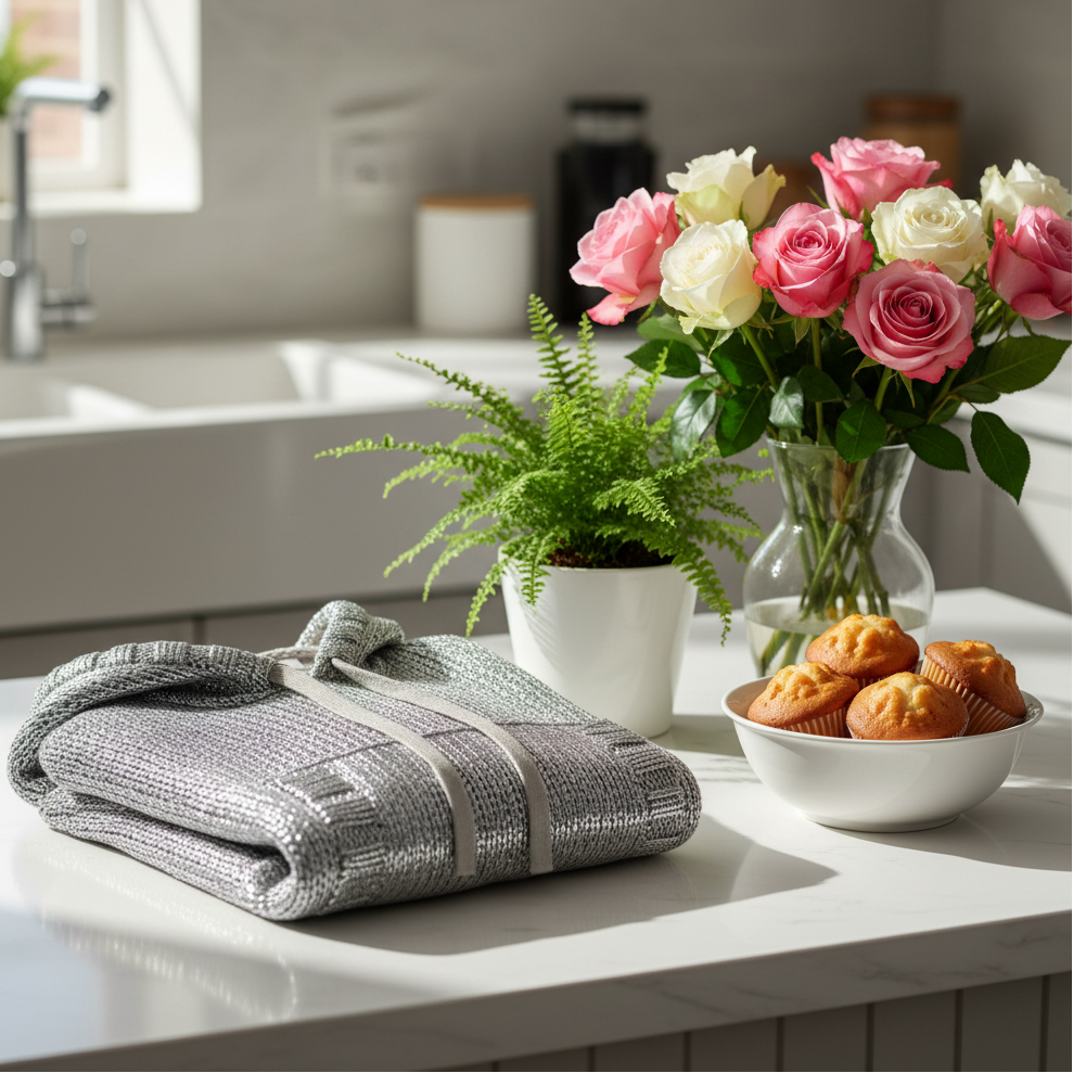 WOLFF Metallic Silver Hoodie Knit Sweater