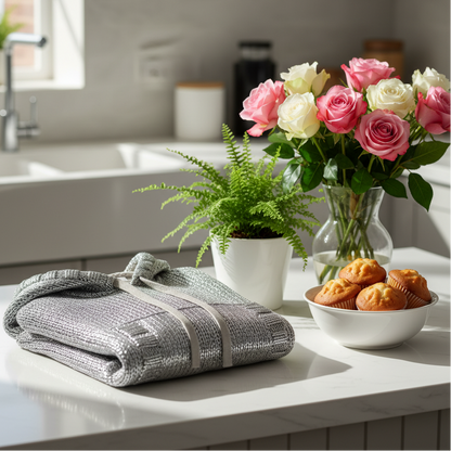 WOLFF Metallic Silver Hoodie Knit Sweater