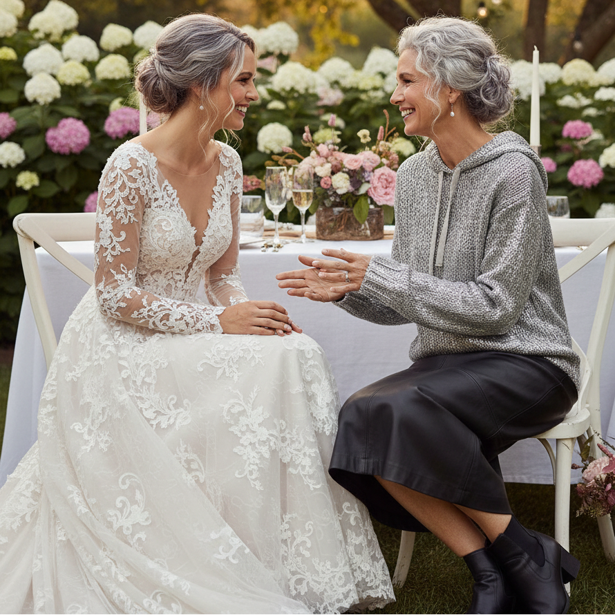 WOLFF Metallic Silver Hoodie Knit Sweater