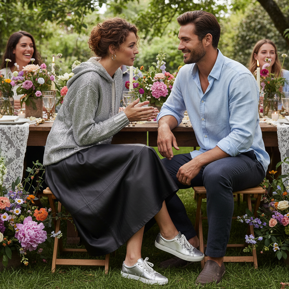 WOLFF Metallic Silver Hoodie Knit Sweater