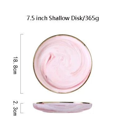 CasaVero's Pink Marble Gold Rim Dinnerware