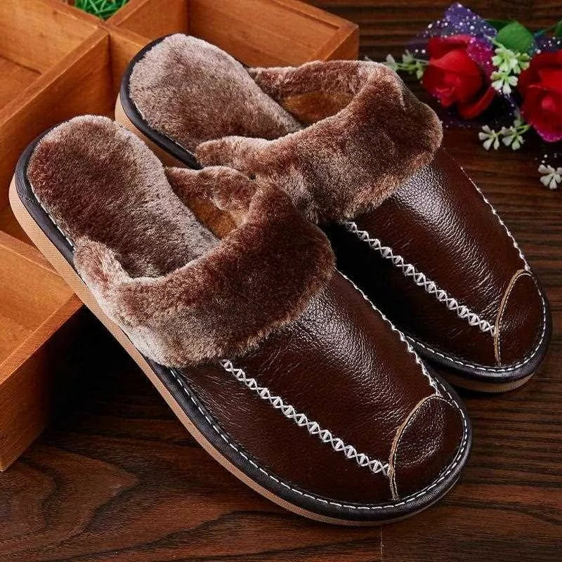 Men's Leather House Slippers