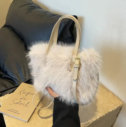 Faux Fox Fur Crossbody Tote Bags