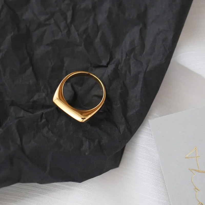 18K Gold Plated Titanium Square Ring