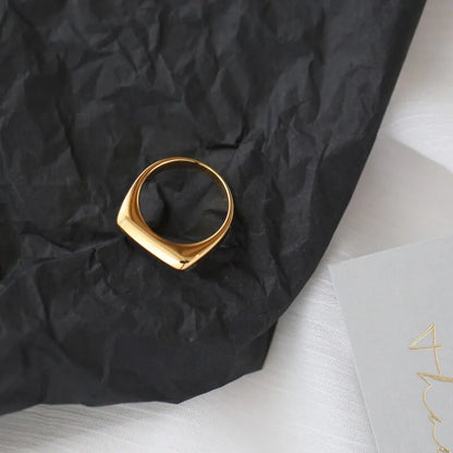 18K Gold Plated Titanium Square Ring