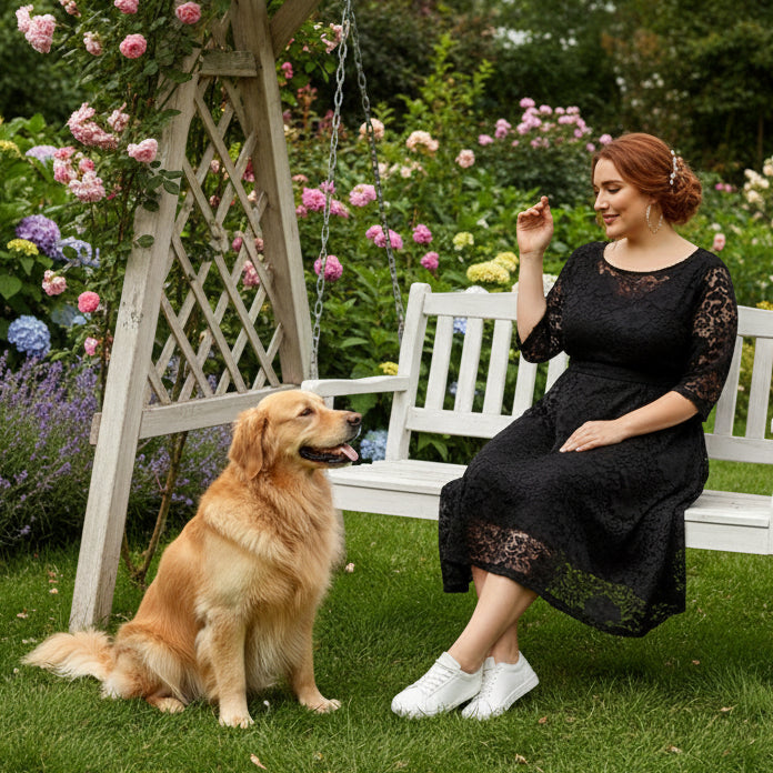 Chic Plus Size Lace Midi Dress