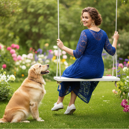 Chic Plus Size Lace Midi Dress