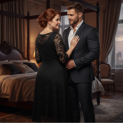 Chic Plus Size Lace Midi Dress