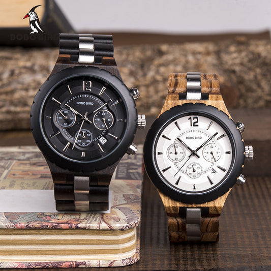 BOBO BIRD Quartz Three Dials Wooden Watch