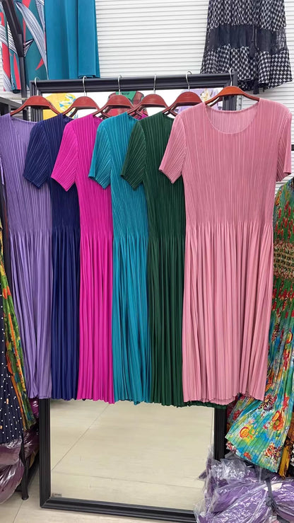 Classic Pleated Polyester Dress