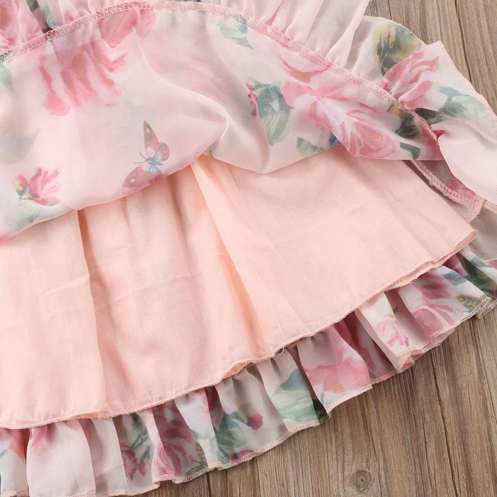 Floral Party Dress with Puff Sleeves