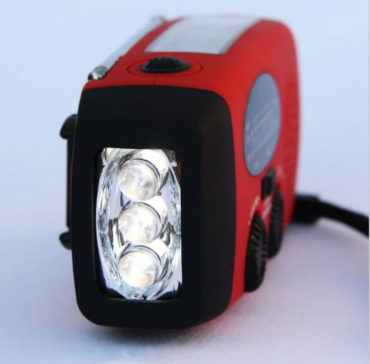 Emergency Solar Power USB Radio and LED Flashlight