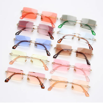 Rimless Small Rectangle Eyewear UV400 Sunglasses