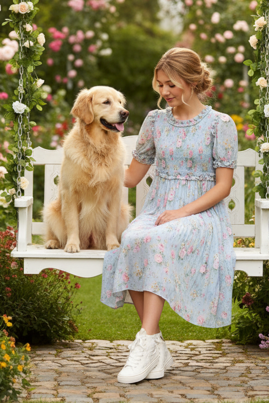 Pompadour Garden Giselle Chiffon Dress