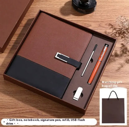 Business Notebook Soft Leather High Grade Gift Set