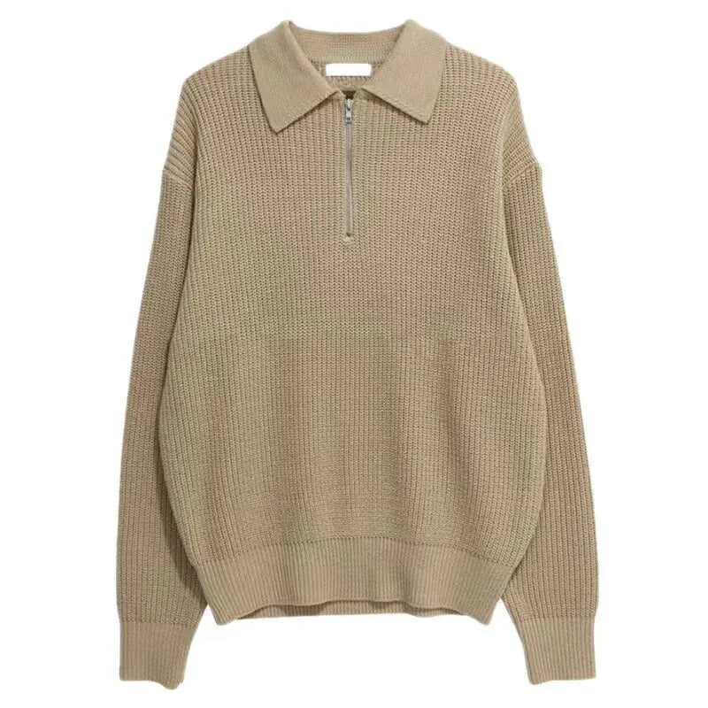 Collared Long Sleeve Knit Polo