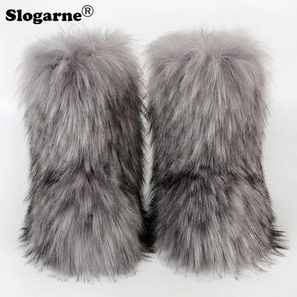 Luxurious Faux Fox Fur Boots