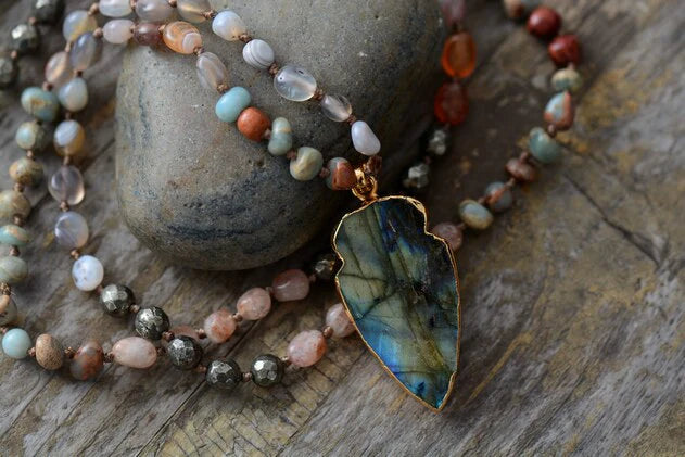 Pyrite Labradorite Pendant Necklace