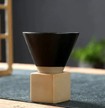 Stoneware Espresso Ceramic Cone Cup and Base