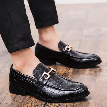 Italian Alligator Print Leather Loafers