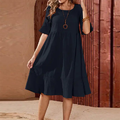Babydoll Pleated Midi Dress