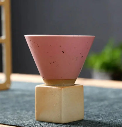 Stoneware Espresso Ceramic Cone Cup and Base