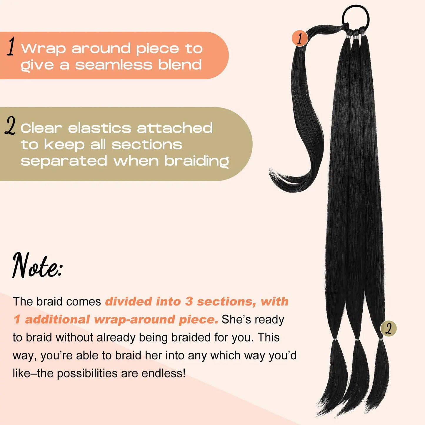 European Long Hair Ponytail Extensions