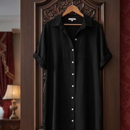 Plus Size Cotton Linen Shirt Dress