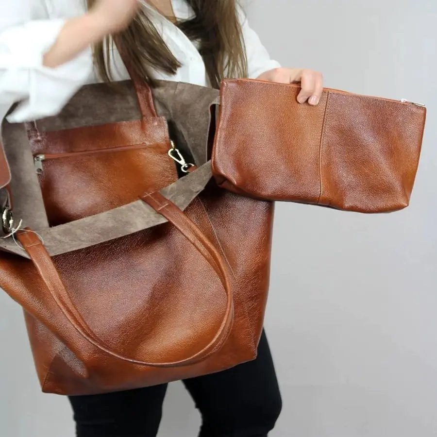 Large Vegan Leather Tote Bags