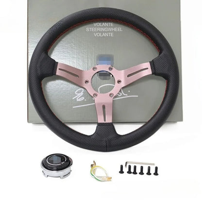 NARDI Universal Bronze Titanium Frame Black Leather Steering Wheel