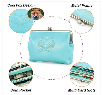 Foxy Genuine Leather Vintage Long Snap Closure Wallets