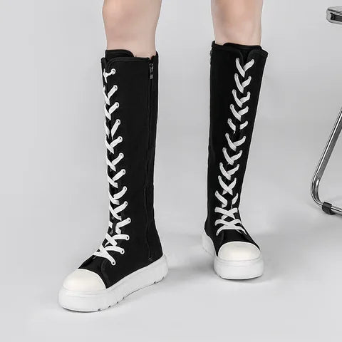 High-Top Canvas Moccasin Sneakers