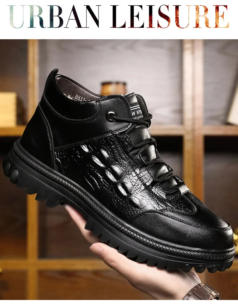 Premium Genuine Cowhide Leather Ankle Boots
