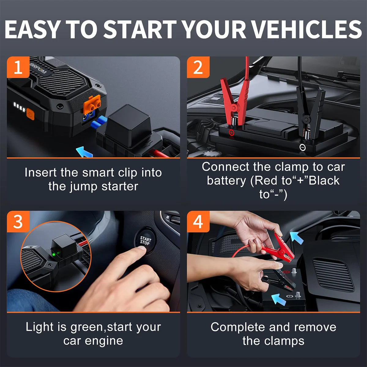 BRPOM 5000A UltraSafe 12V Car Battery Jump Starter