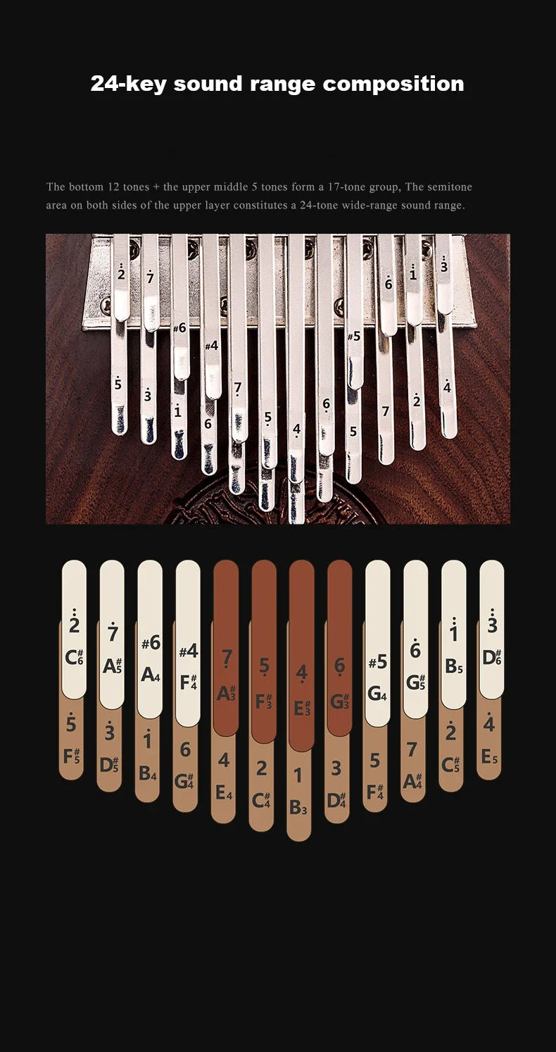 Tree of Life - HLURU 34 Keys Black Walnut Chromatic Kalimba