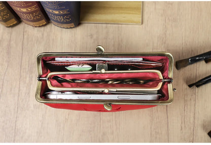 Foxy Genuine Leather Vintage Long Snap Closure Wallets
