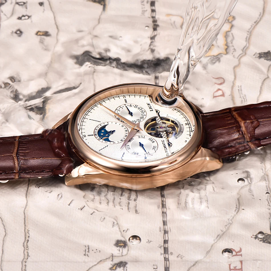 LIGE Belmont Automatic Mechanical Tourbillon Waterproof Watches